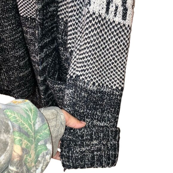 Lucky Brand Stargazer open cardigan wool blend Aztec-inspired diamond print in b - Picture 4 of 7